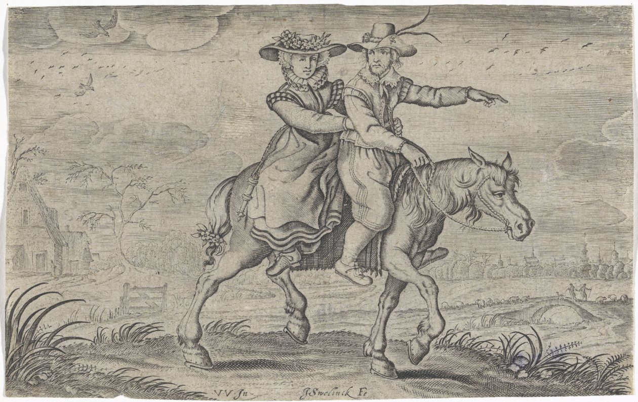 Man and Woman on Horseback by Jan Gerritsz Swelinck