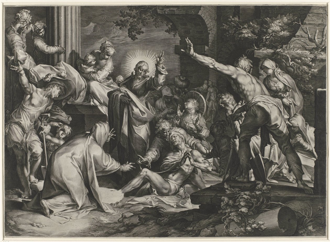 Raising of Lazarus by Jan Harmensz. Muller