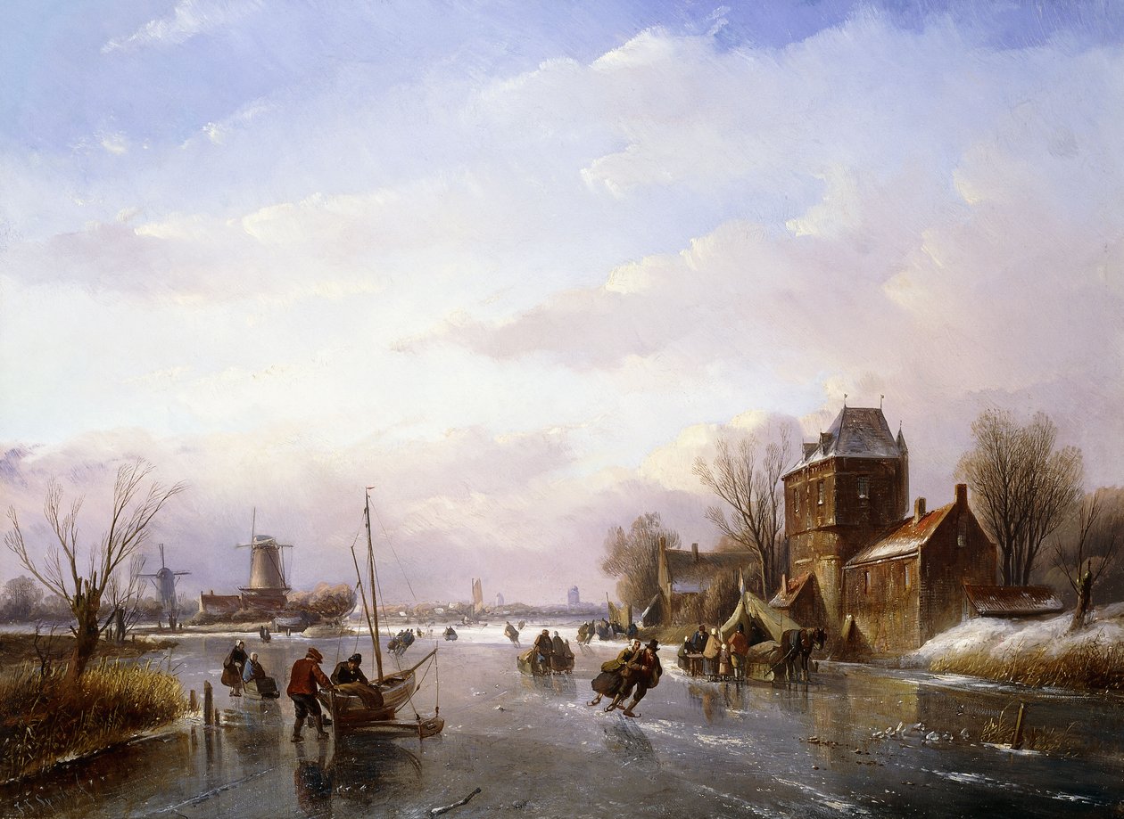 Skaters in a Frozen Landscape by Jan Jacob Spohler