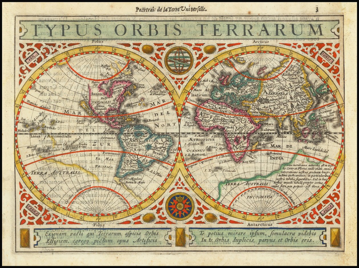 1628 Typus Orbis Terrarum by Jan Janssonius
