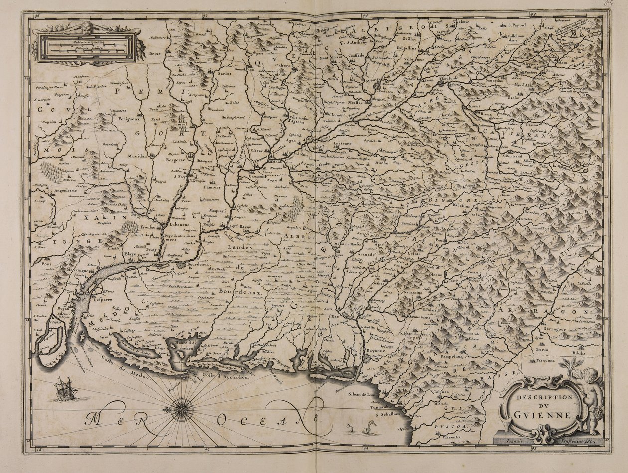 Description of Guienne by Jan Janssonius