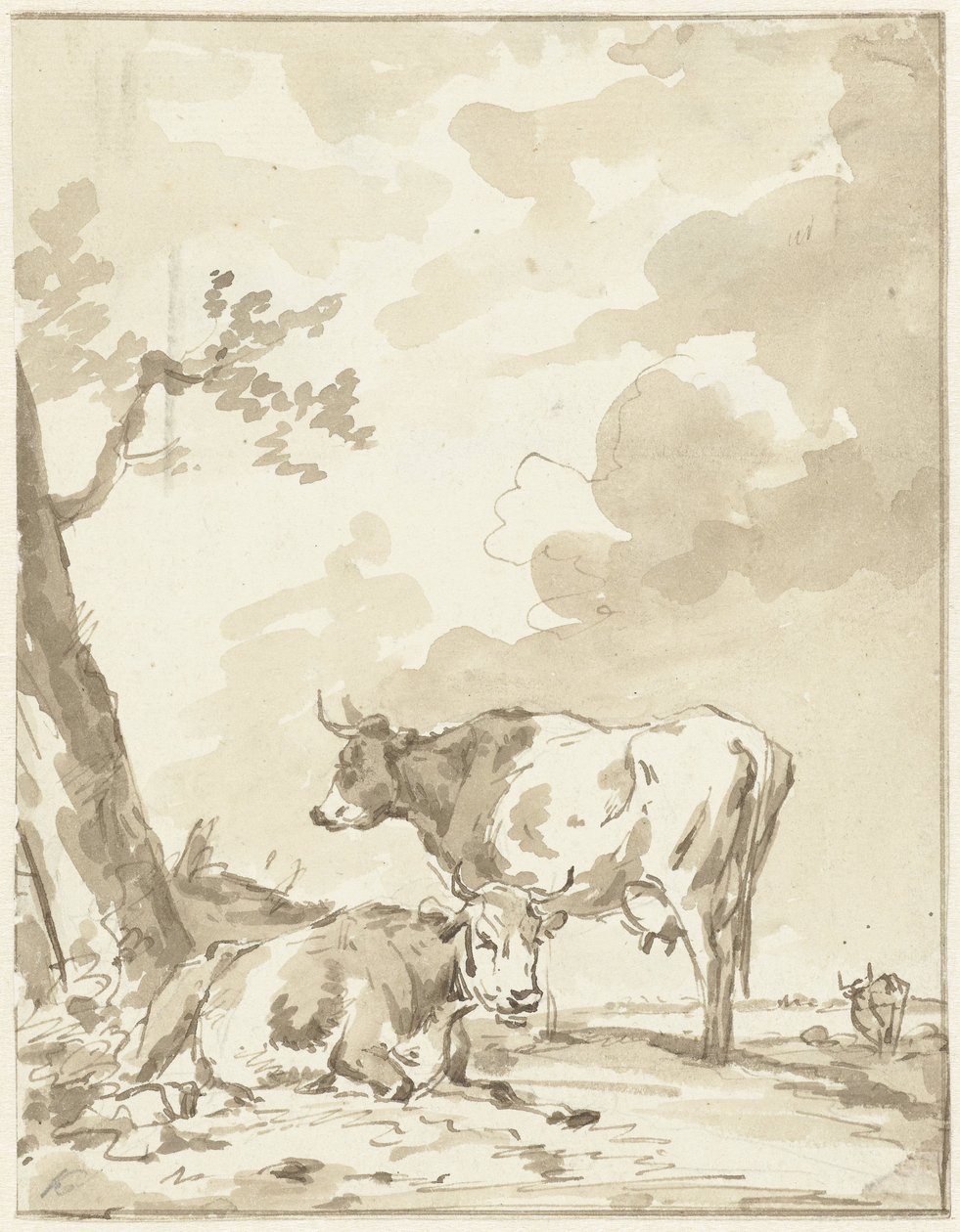 Two Cows by a Tree by Jan Kobell (II)