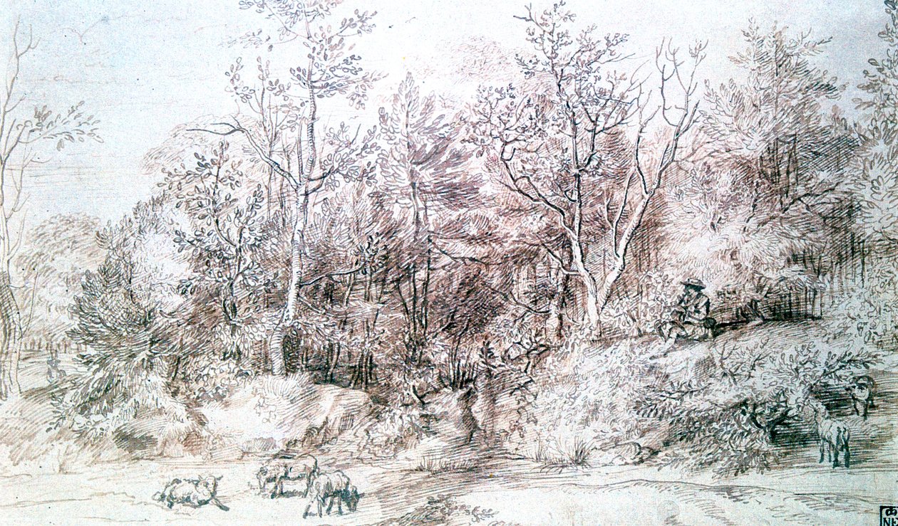 Landscape with Person Playing Flute by Jan Lievens