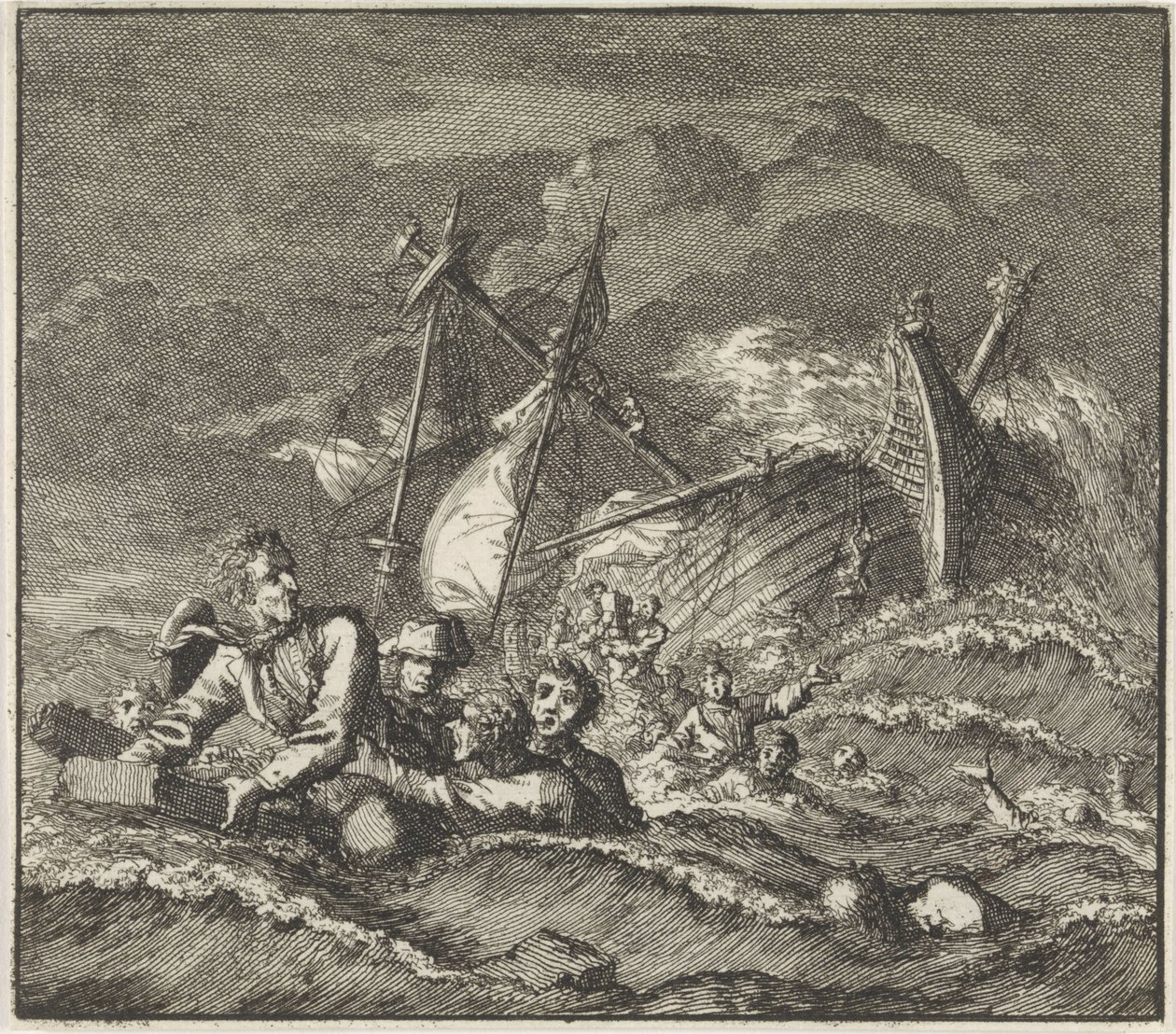Emblem: Shipwreck Shipwreck with Castaways by Jan Luyken