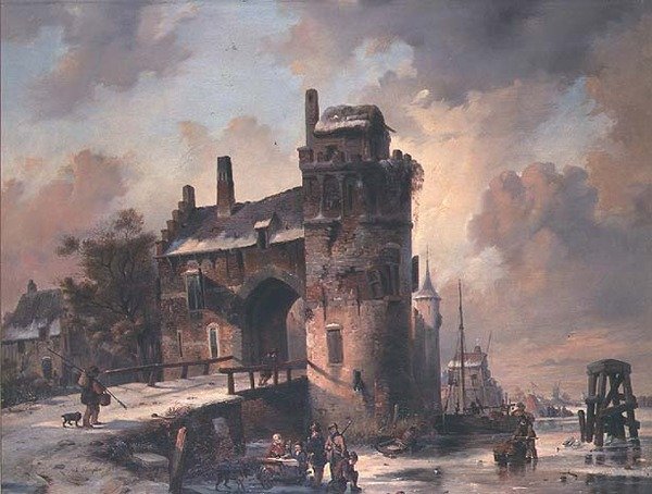 Figures on a frozen waterway by Jan M. Ruyten