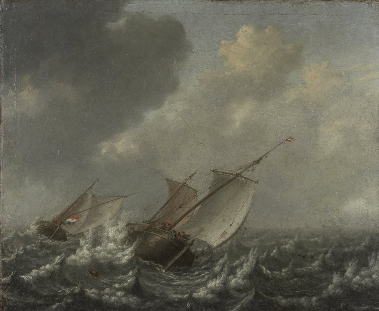 Vessels on a Choppy Sea, 1620s by Jan Porcellis