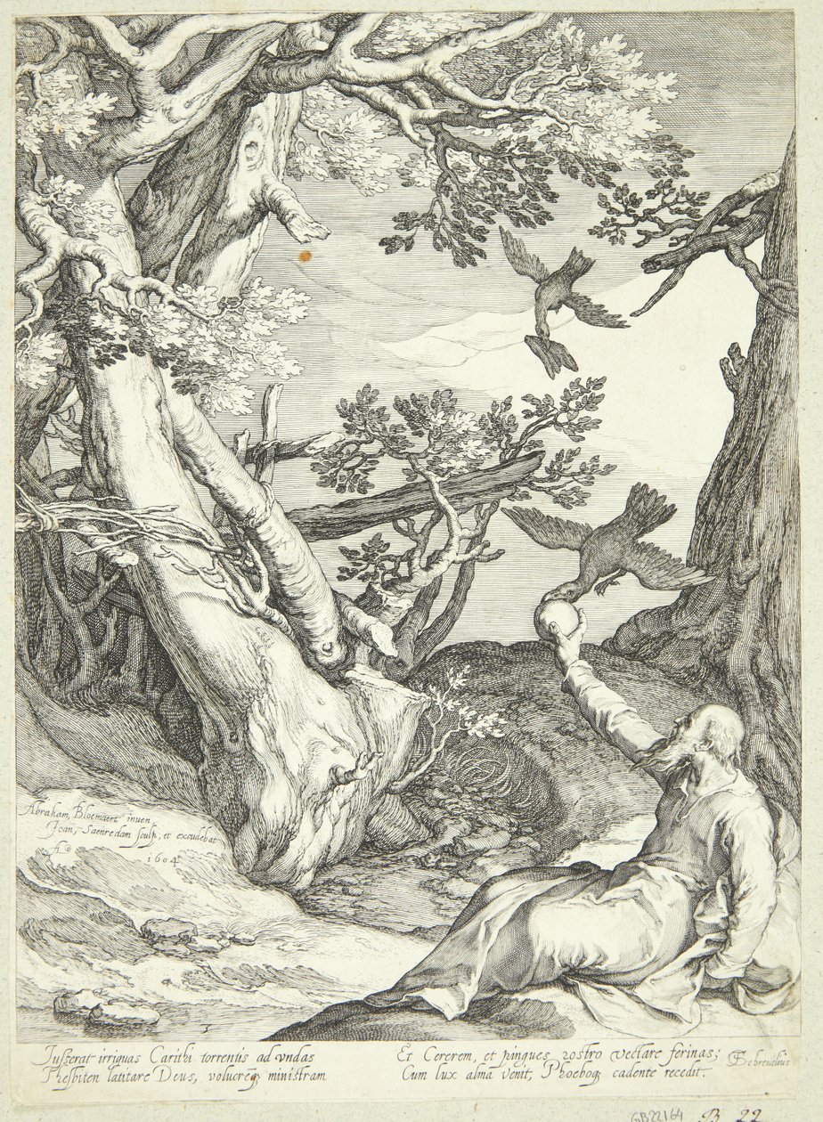 Elijah Fed by Ravens in the Wilderness by Jan Saenredam