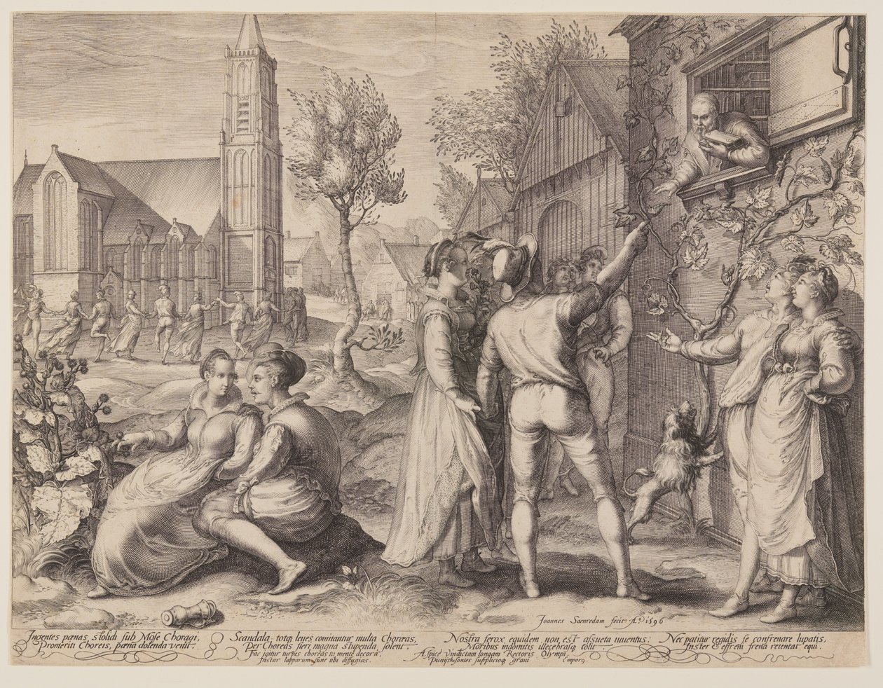 Young Couples Celebrating and Dancing by Jan Saenredam