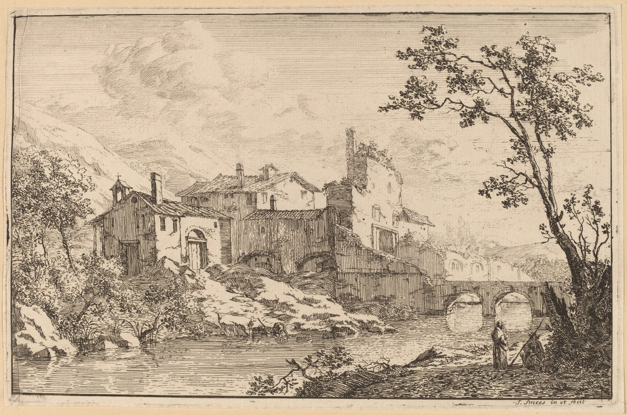 Houses at the Side of a River by Jan Smees