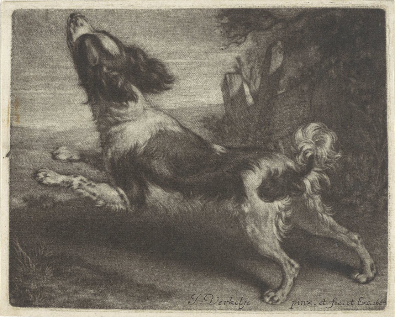 Running Dog, Possibly a Spaniel by Jan Verkolje (I)