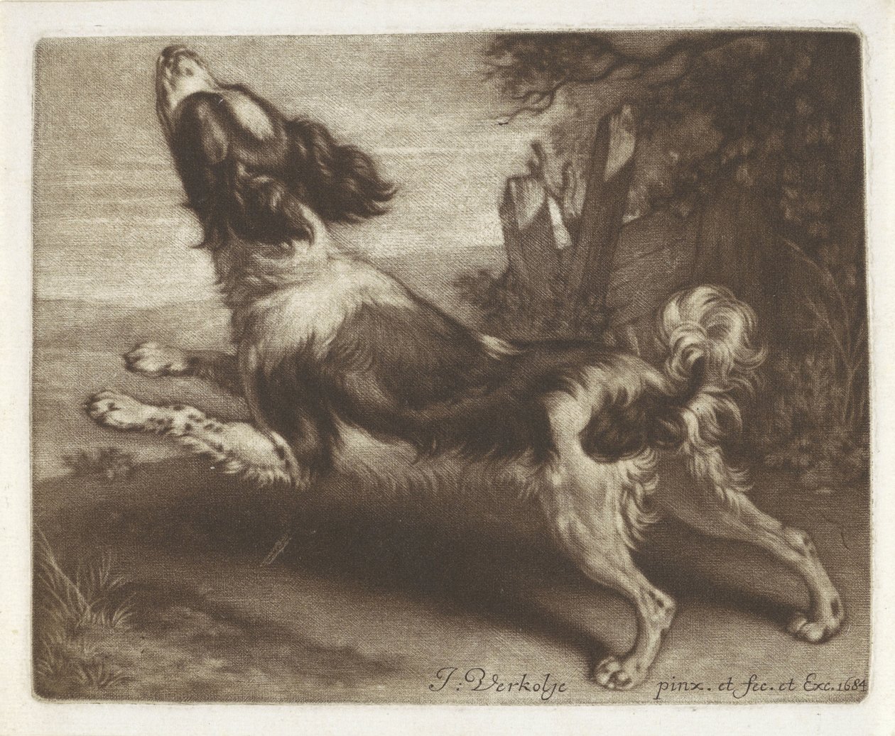 Running Dog, Possibly a Spaniel by Jan Verkolje (I)