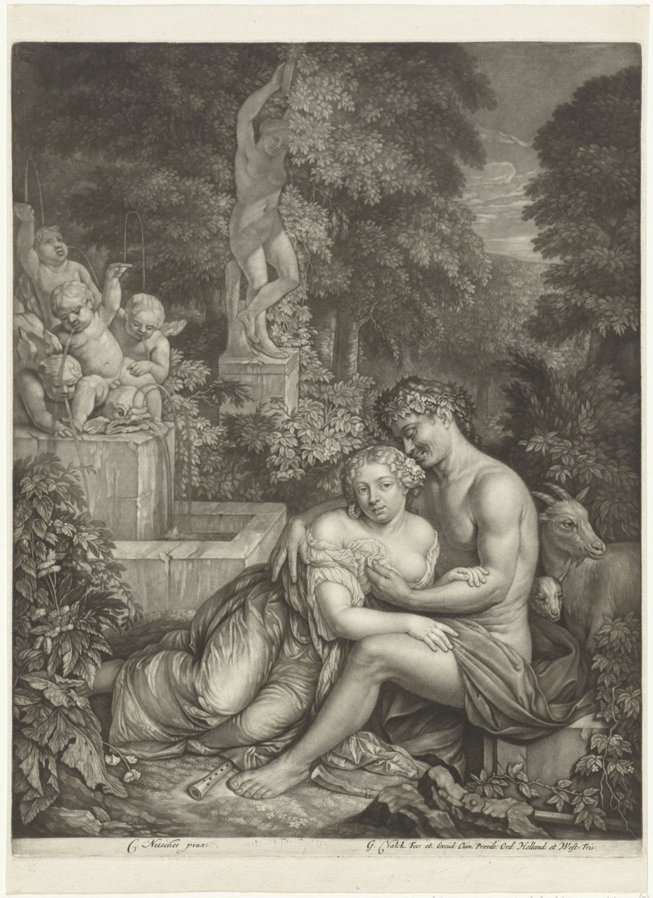 Vertumnus and Pomona by Jan Verkolje (I)