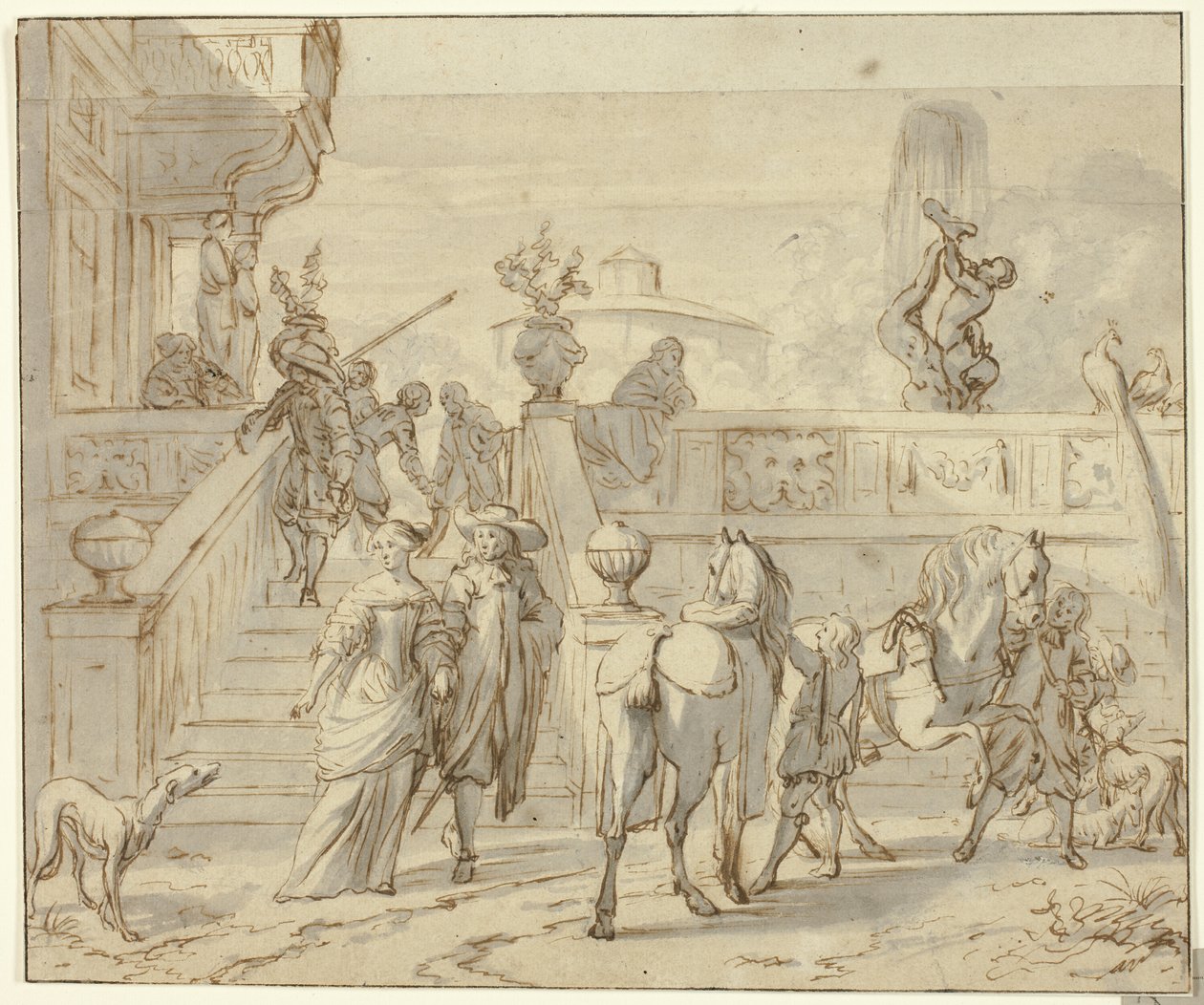 Departing for the Hunt by Jan Verkolje I