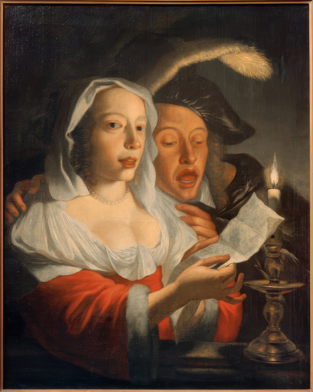 Singing Couple by Candlelight by Jan Vermeer van Utrecht