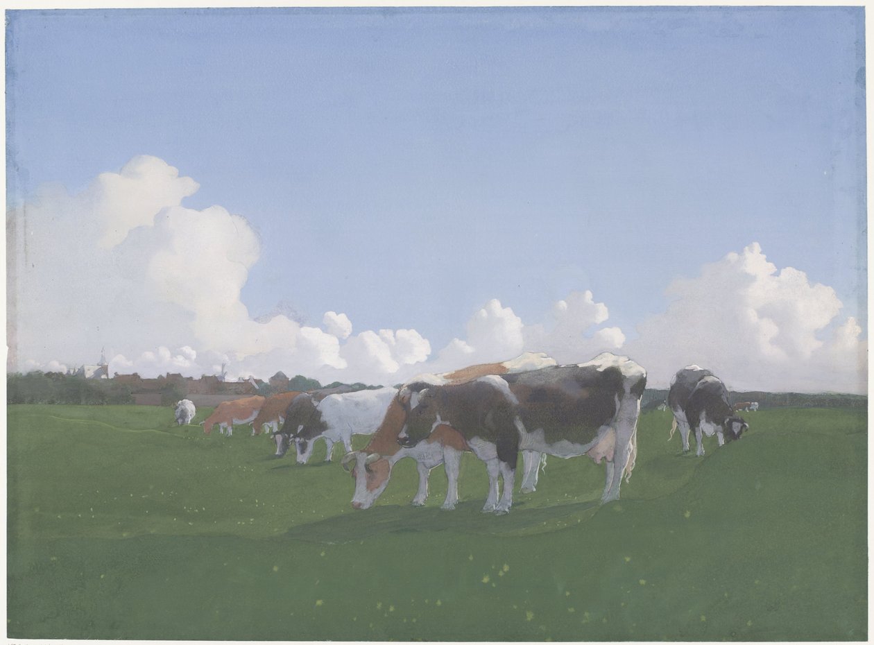 Grazing Cows in a Meadow by Jan  Voerman