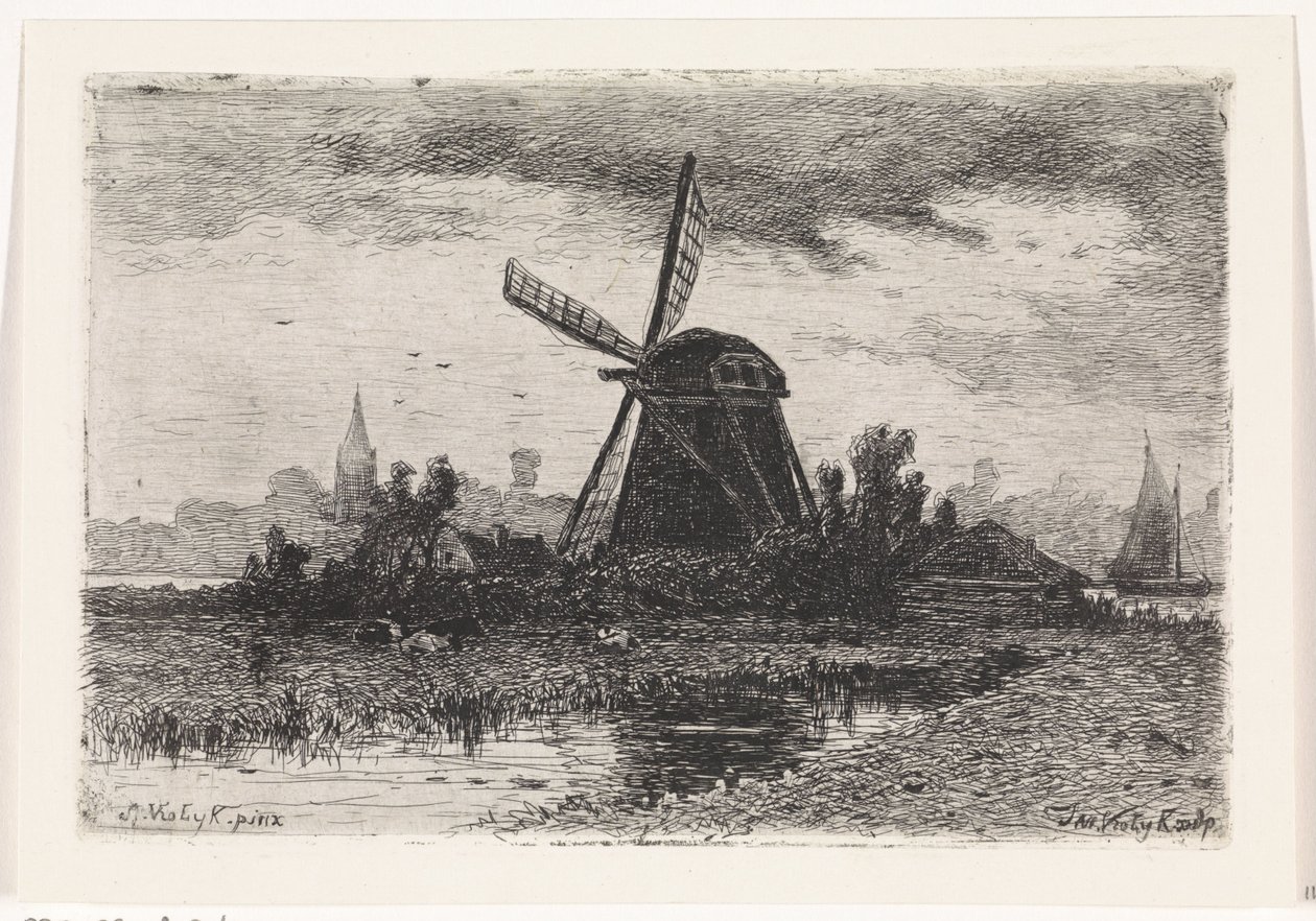 Landscape with Mill by Johannes Martinus Vrolijk