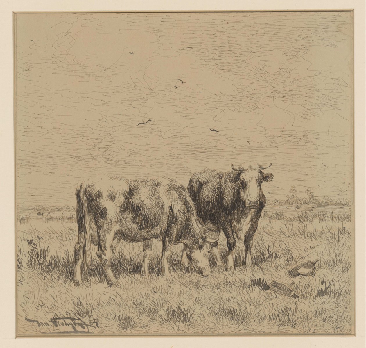 Two Cows in a Meadow by Johannes Martinus Vrolijk