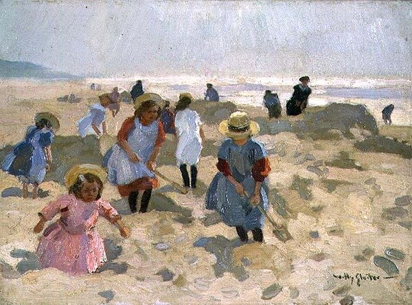 Children playing on the beach by Jan Willem Sluiter