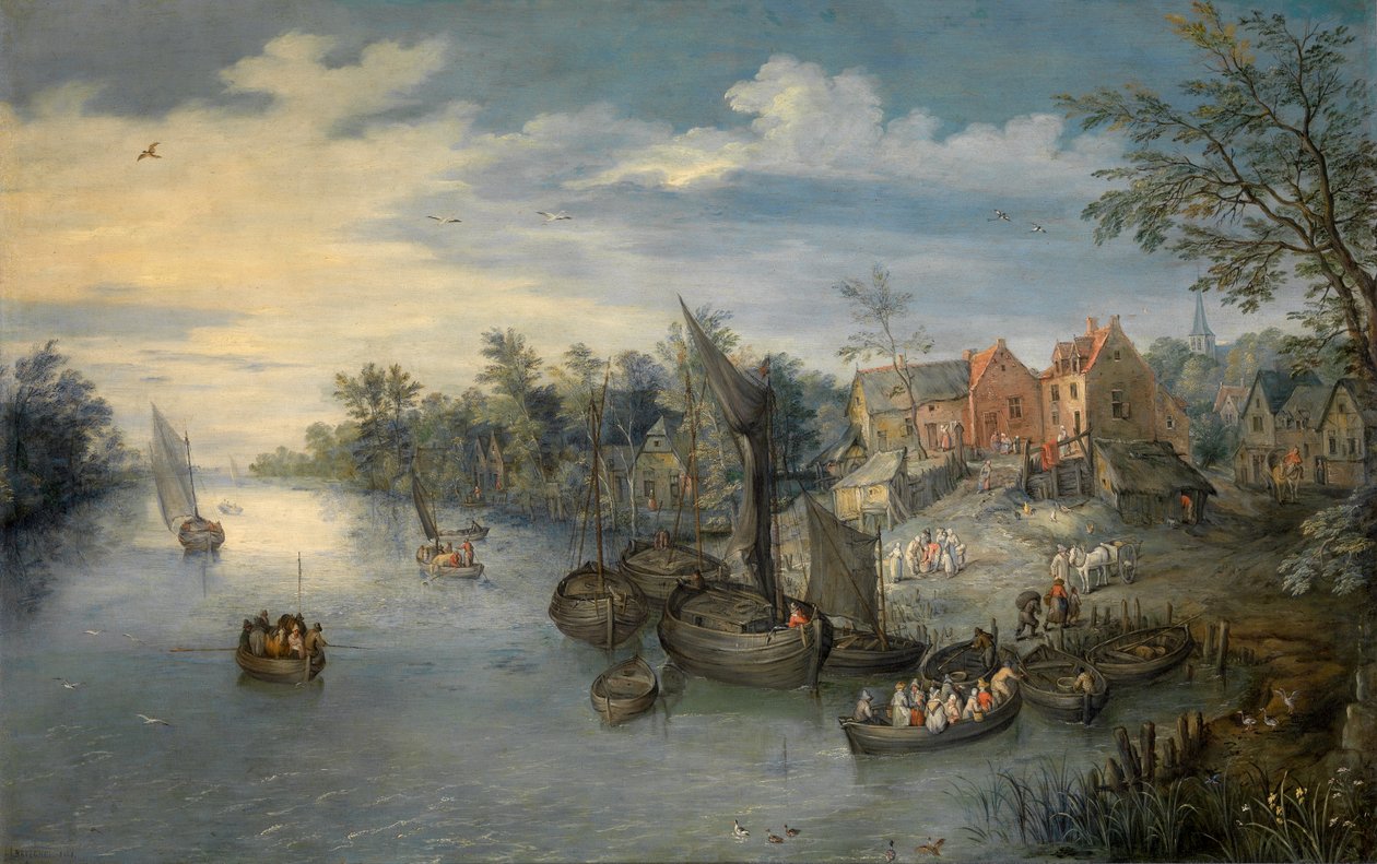 River Landscape by Jan the Elder Brueghel