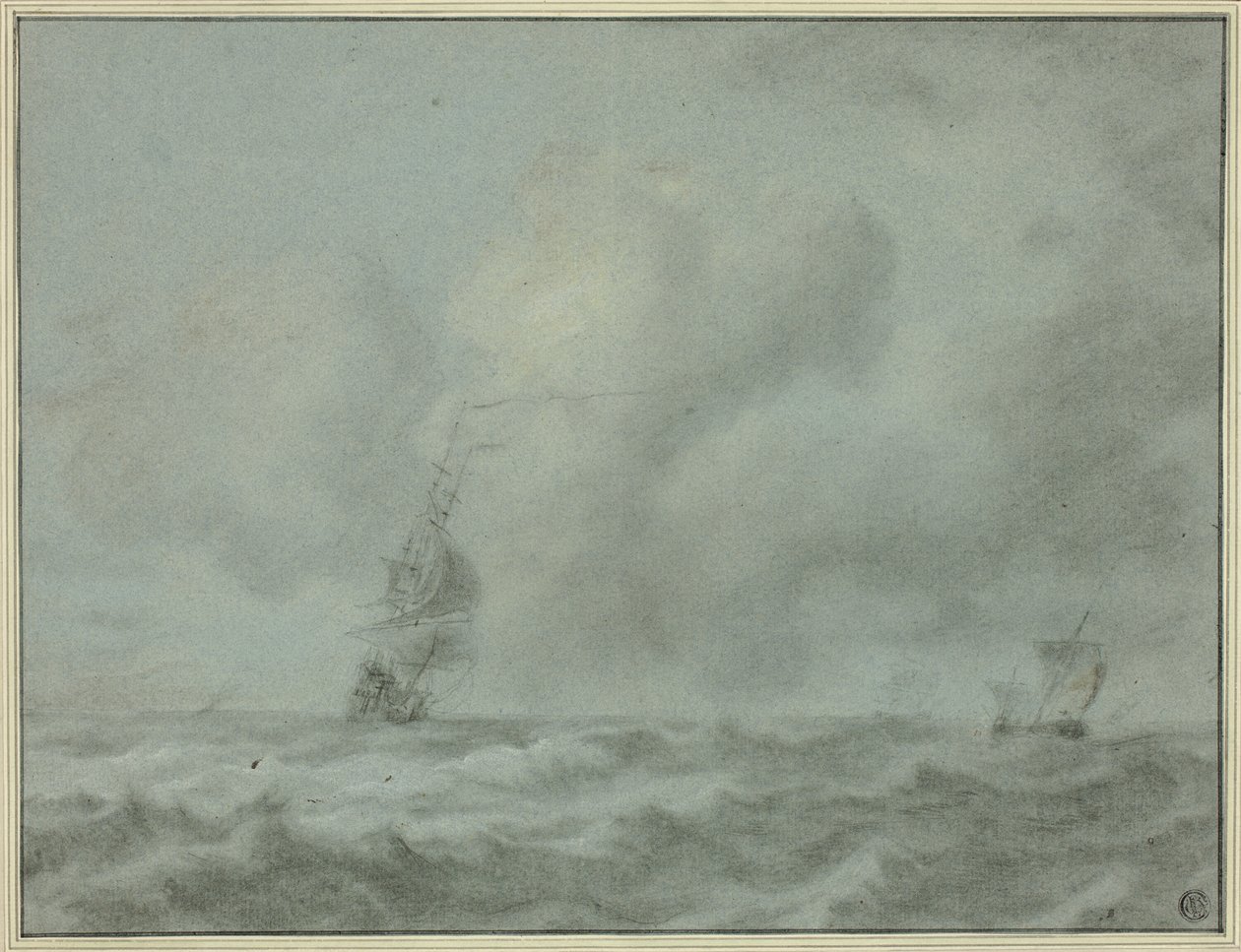 Boats on Ocean by Jan van Goyen