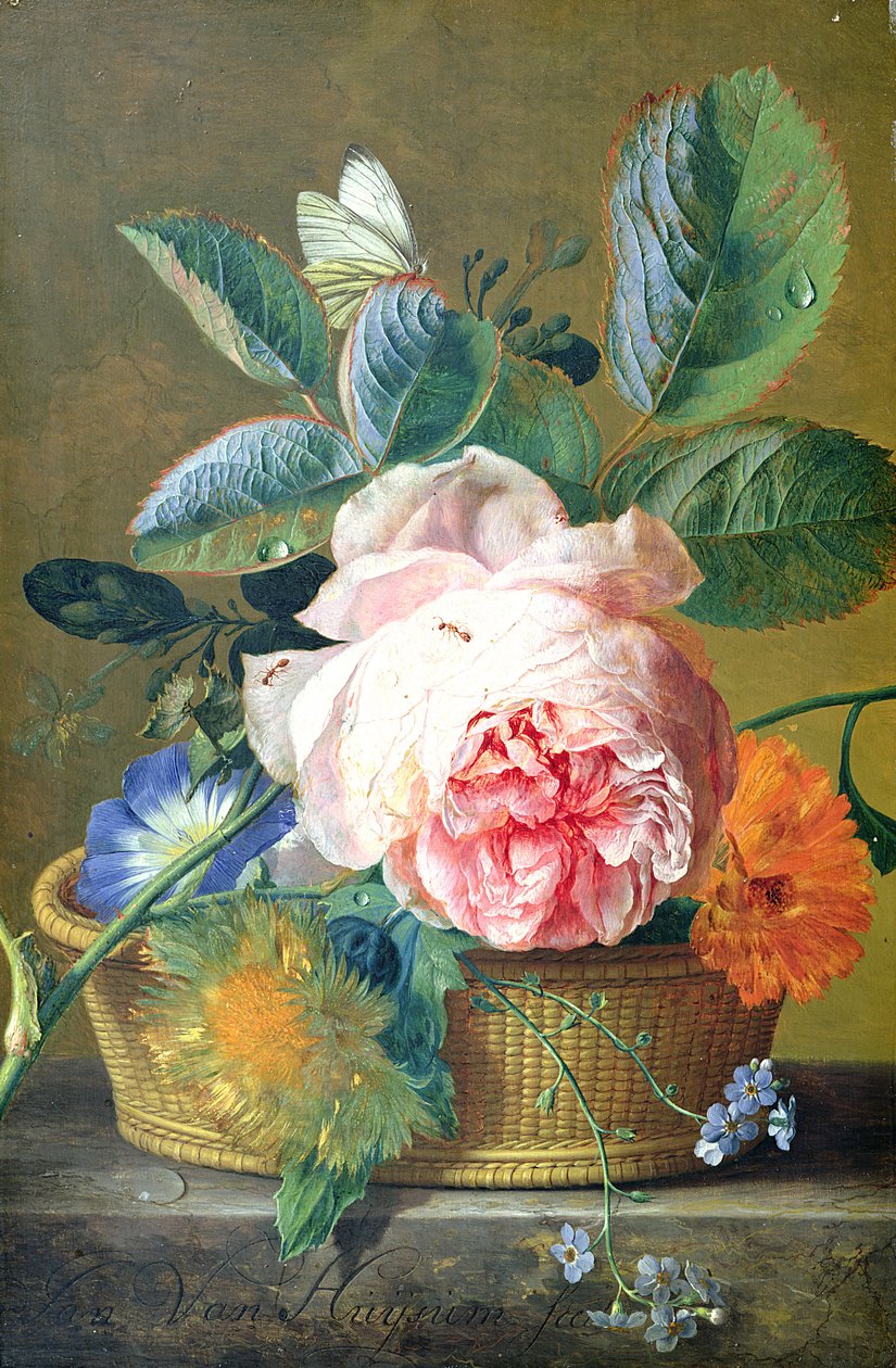 A Basket with Flowers, 1740-45 by Jan van Huysum