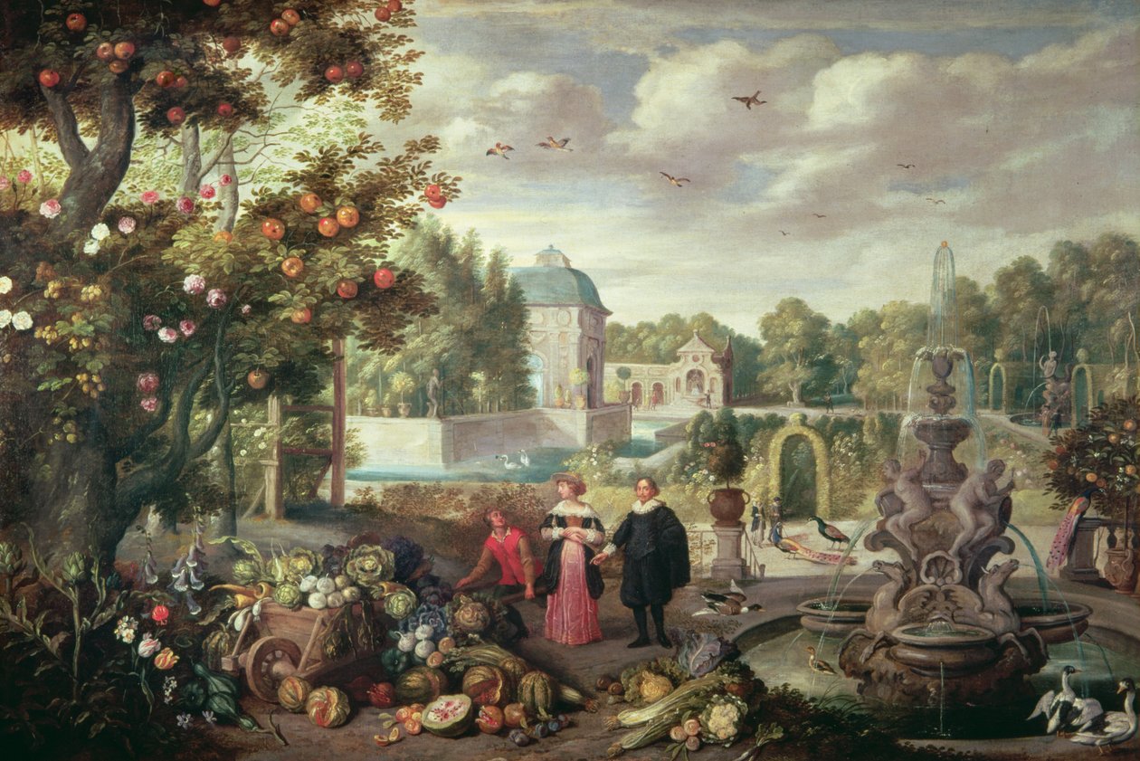 Garden Scene with Fountain by Jan van Kessel the Elder