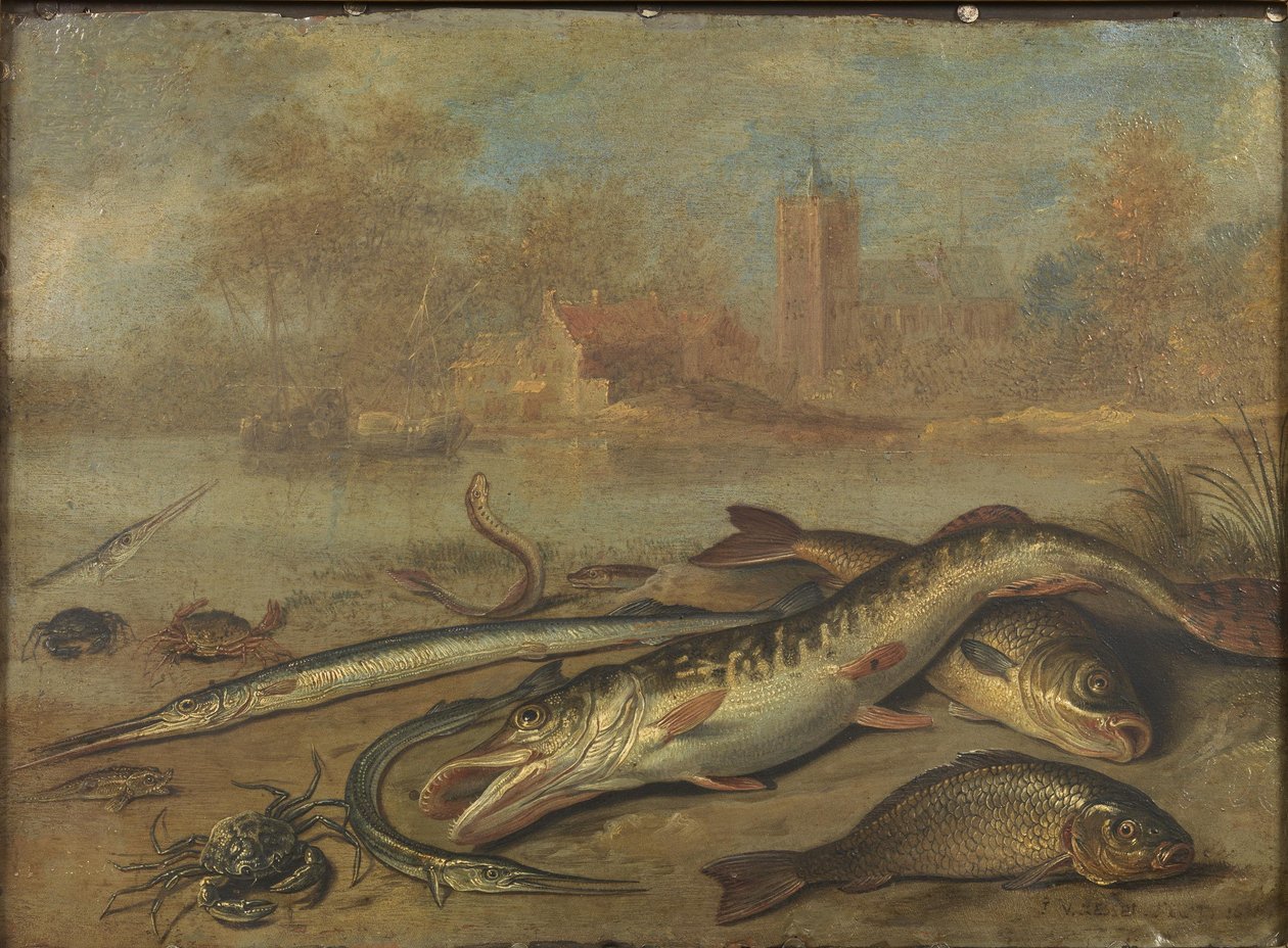 Fish and Landscape by Jan van Kessel the Elder