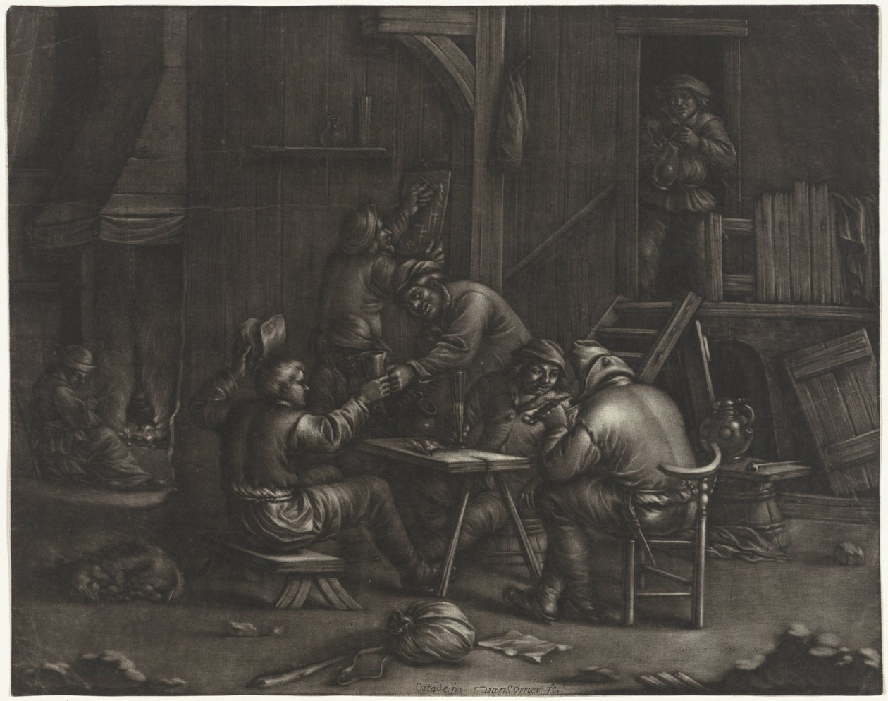 Inn with Drinking Men by Jan van Somer