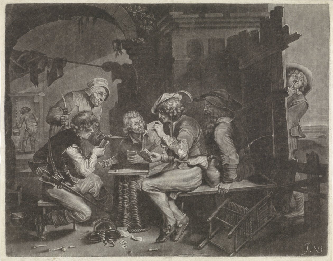 Card Players and a Man Urinating by Jan van der Bruggen