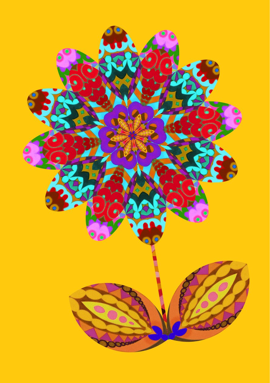 Flower Cutout on Yellow, 2020 by Jane Tattersfield