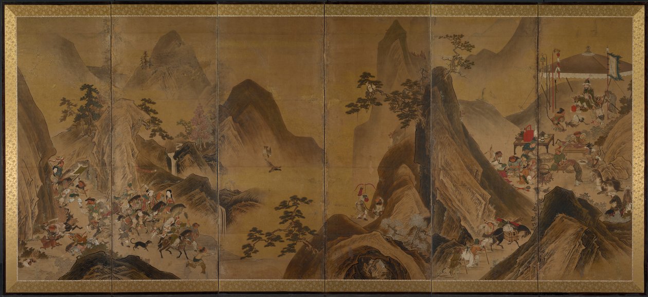 Tartars Hunting in a Mountain Landscape by Japan, Edo period
