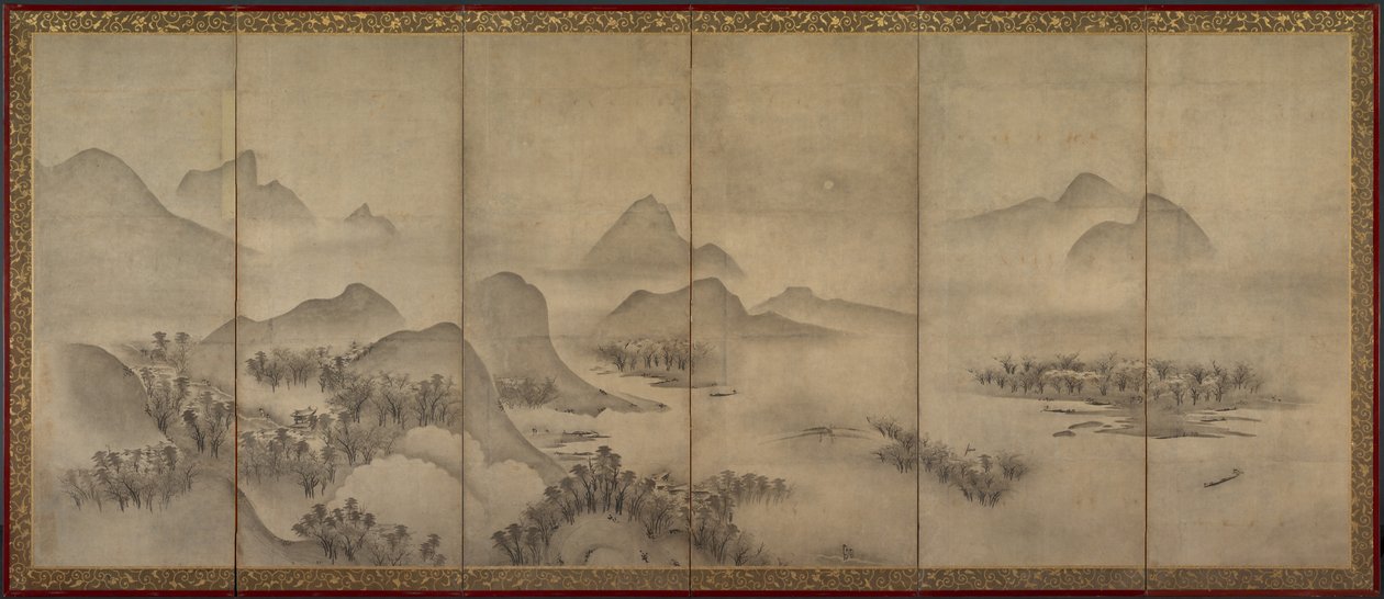 Moonlit Landscape (one of a pair) by Japan, Muromachi period