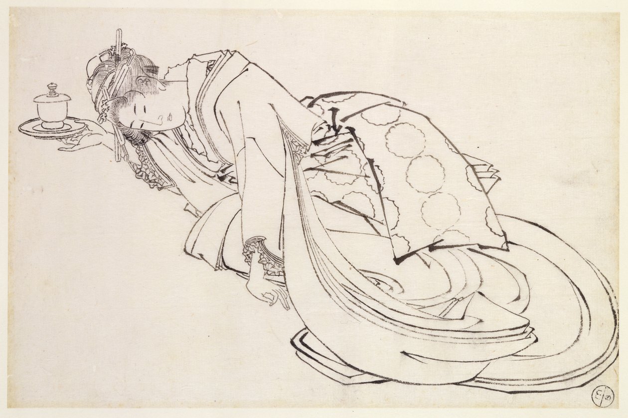 A Courtesan Offering a Cup, 18th-19th Century by Japanese School