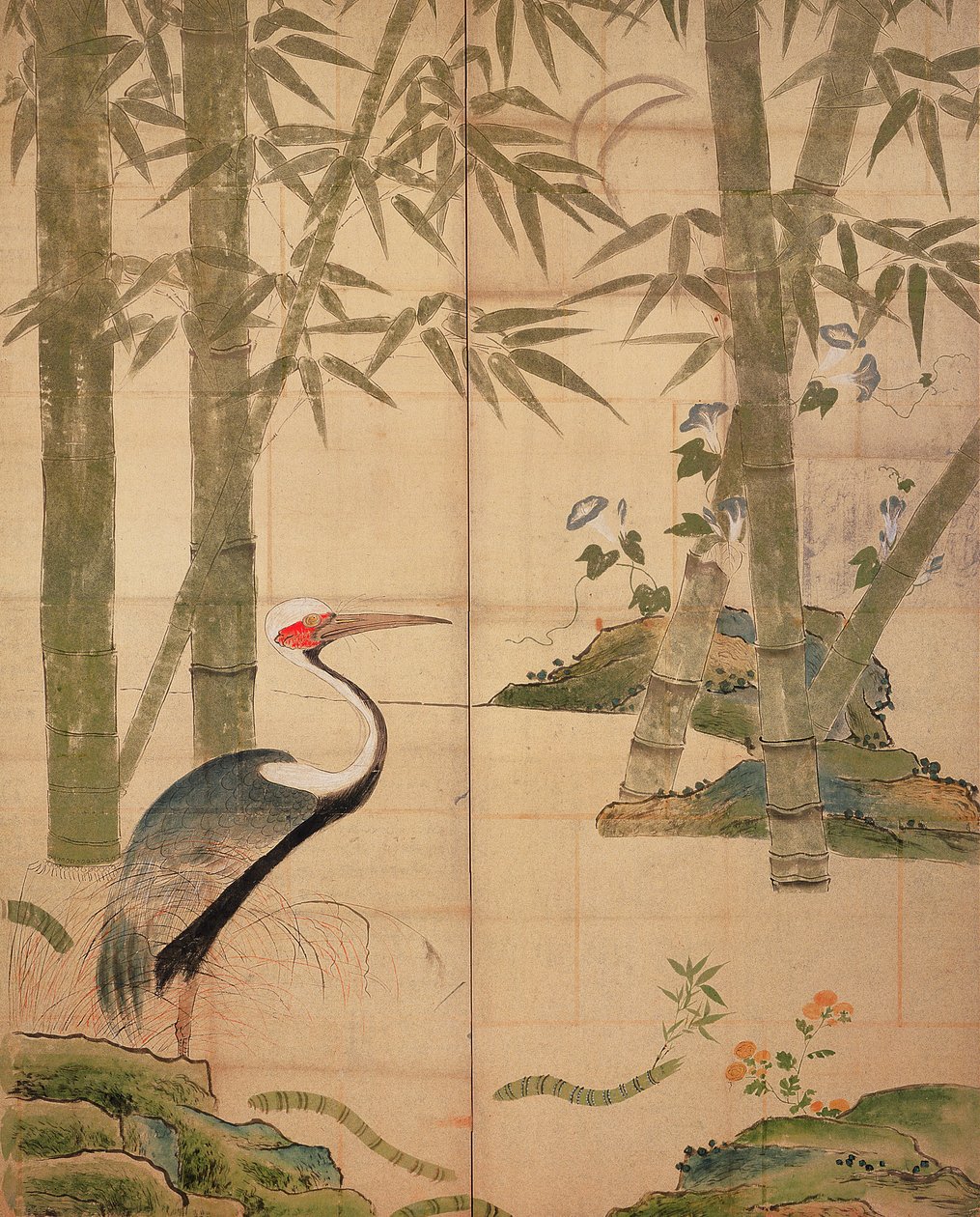 Bamboo and Crane, Edo Period by Japanese School