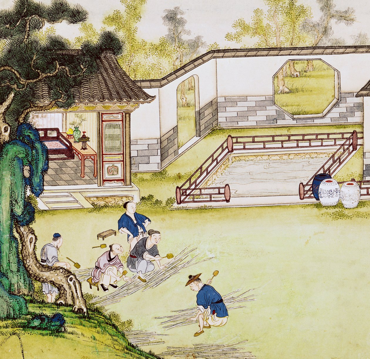 Gathering Bamboo to Make Paper by Japanese School