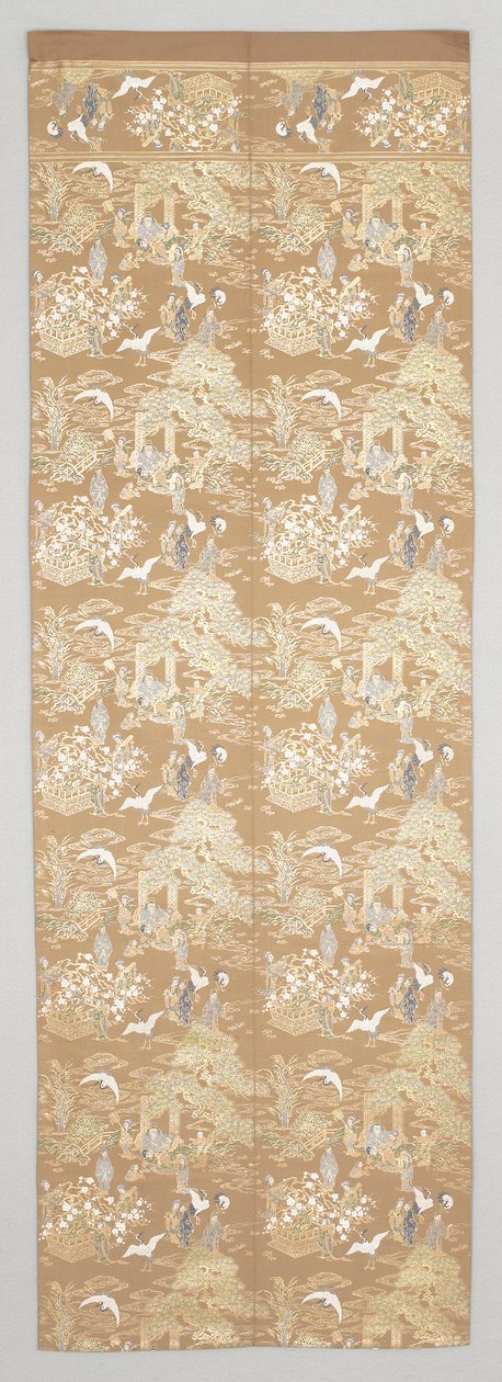 Obi with Cranes and Figures by Japanese School