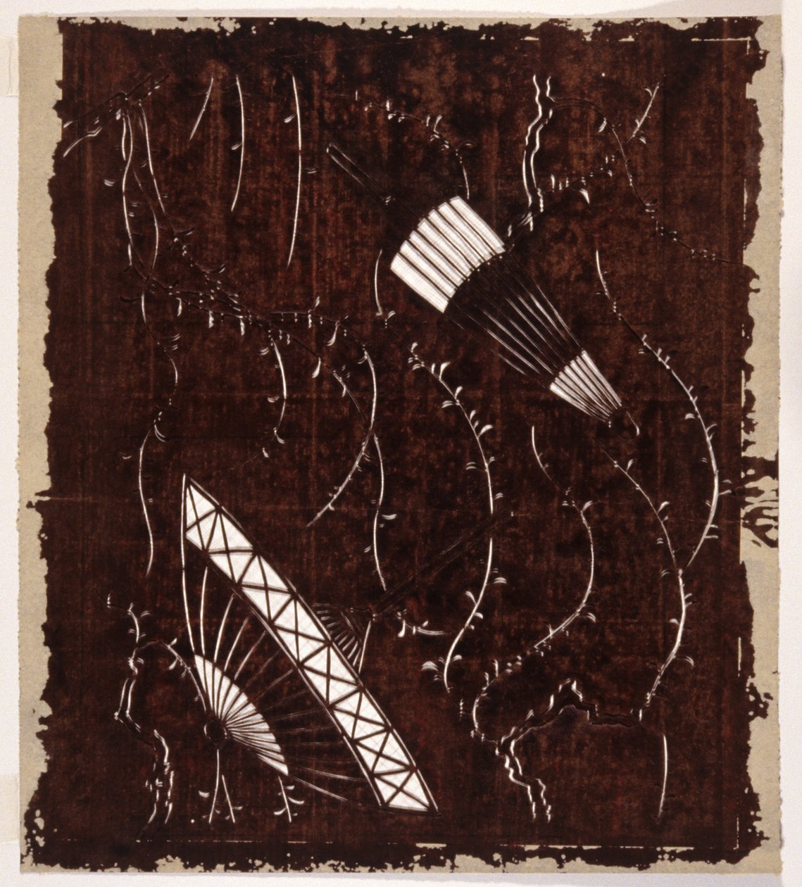Stencil: Parasol and Willow by Japanese School