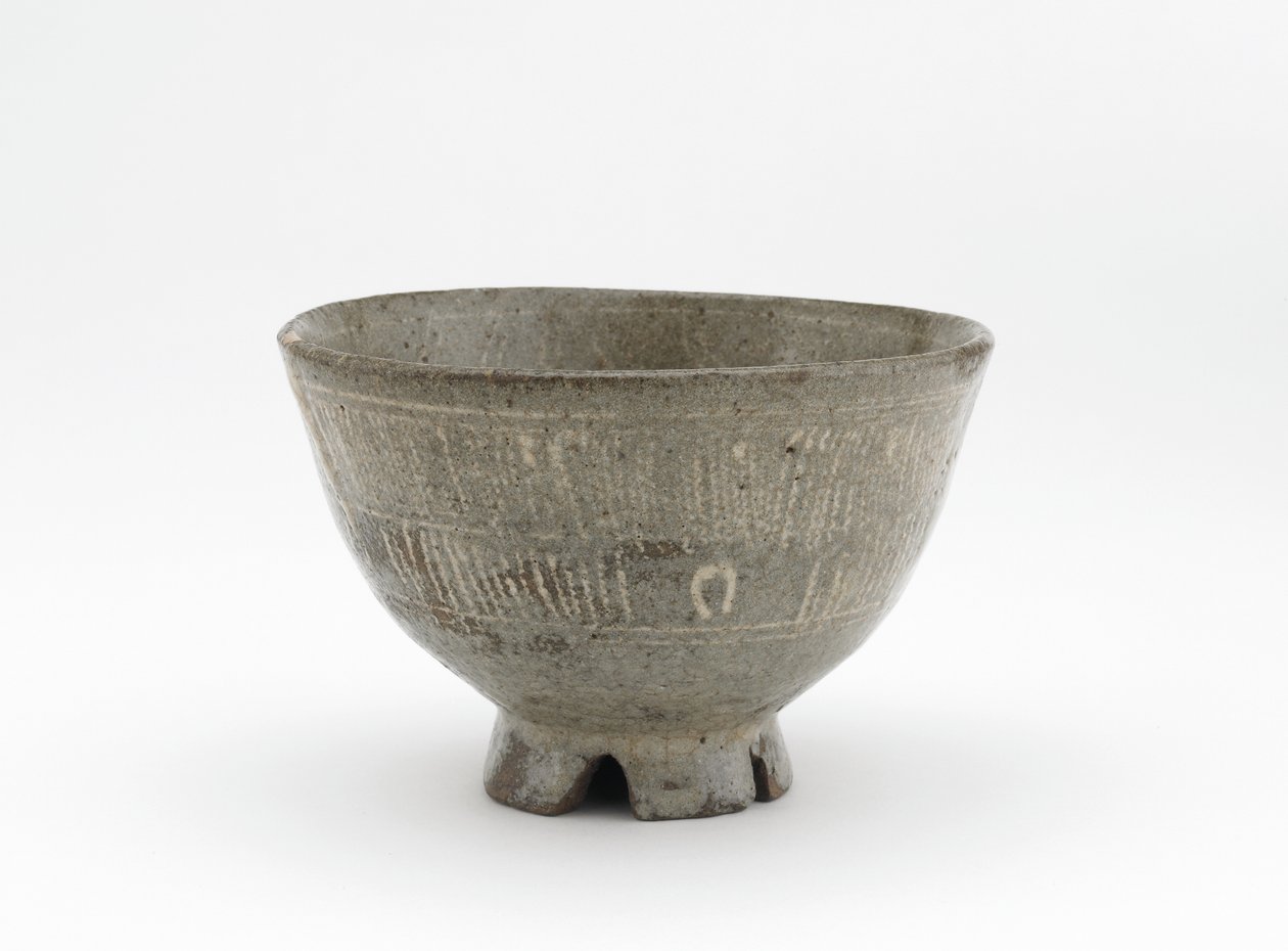 Tea bowl in mishima style by Japanese School