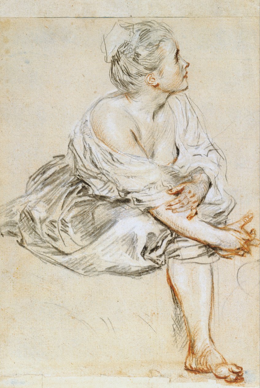 Seated Young Woman by Jean Antoine Watteau