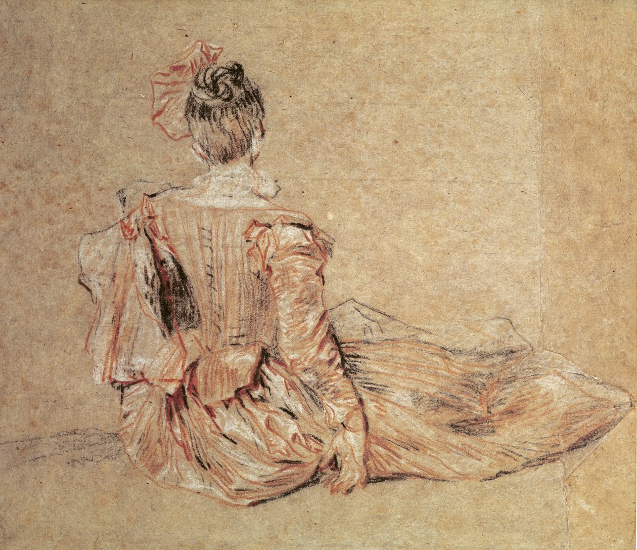 Study of a Woman Seen from the Back by Jean Antoine Watteau