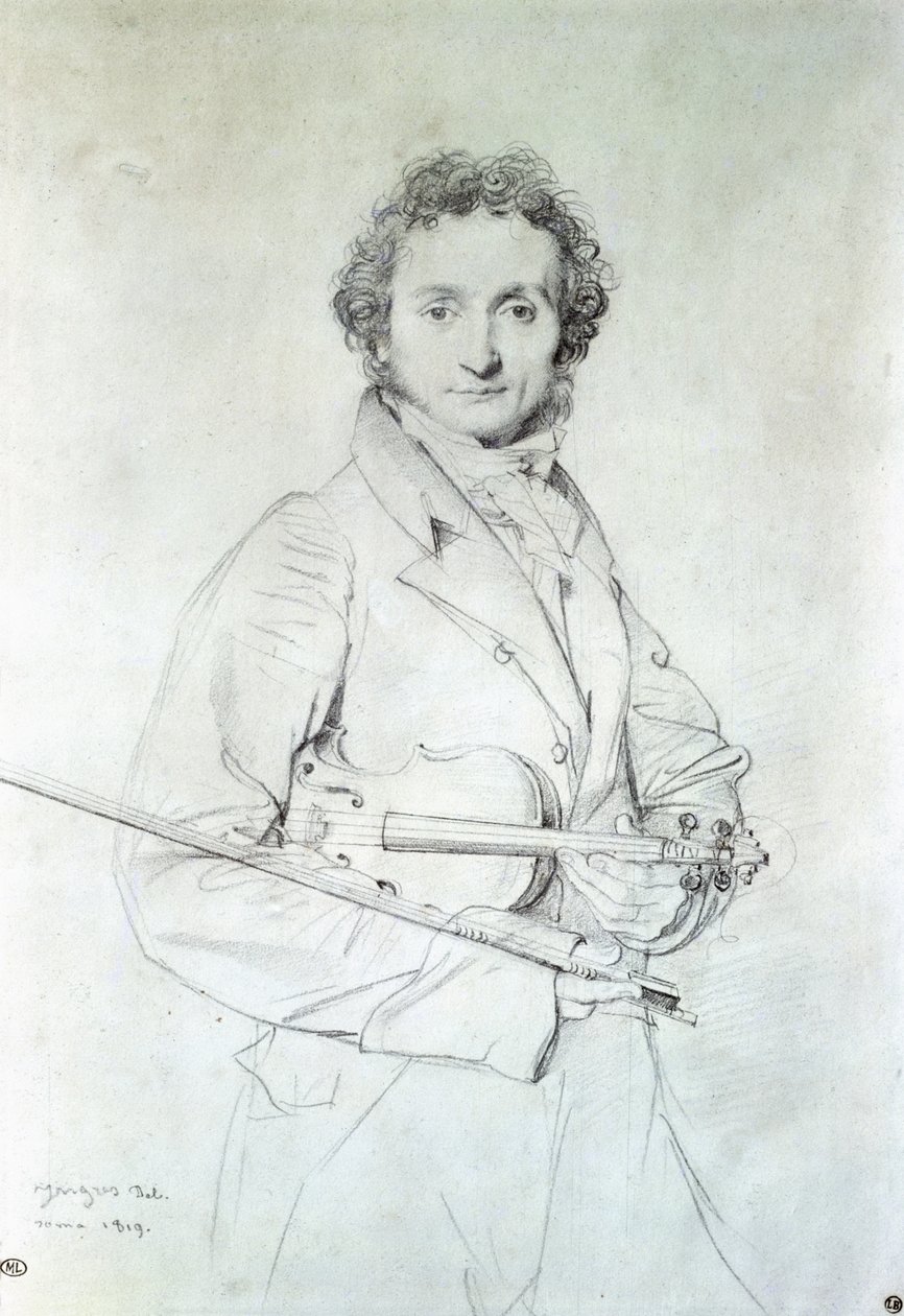 Portrait of Niccolo Paganini, 1819 by Jean Auguste Dominique Ingres