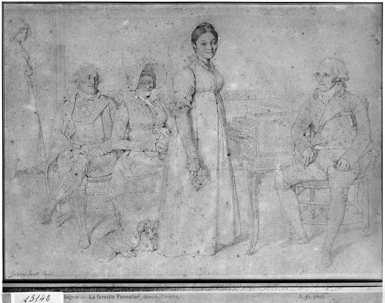 The Forestier Family, 1806 (graphite on paper) by Jean Auguste Dominique Ingres