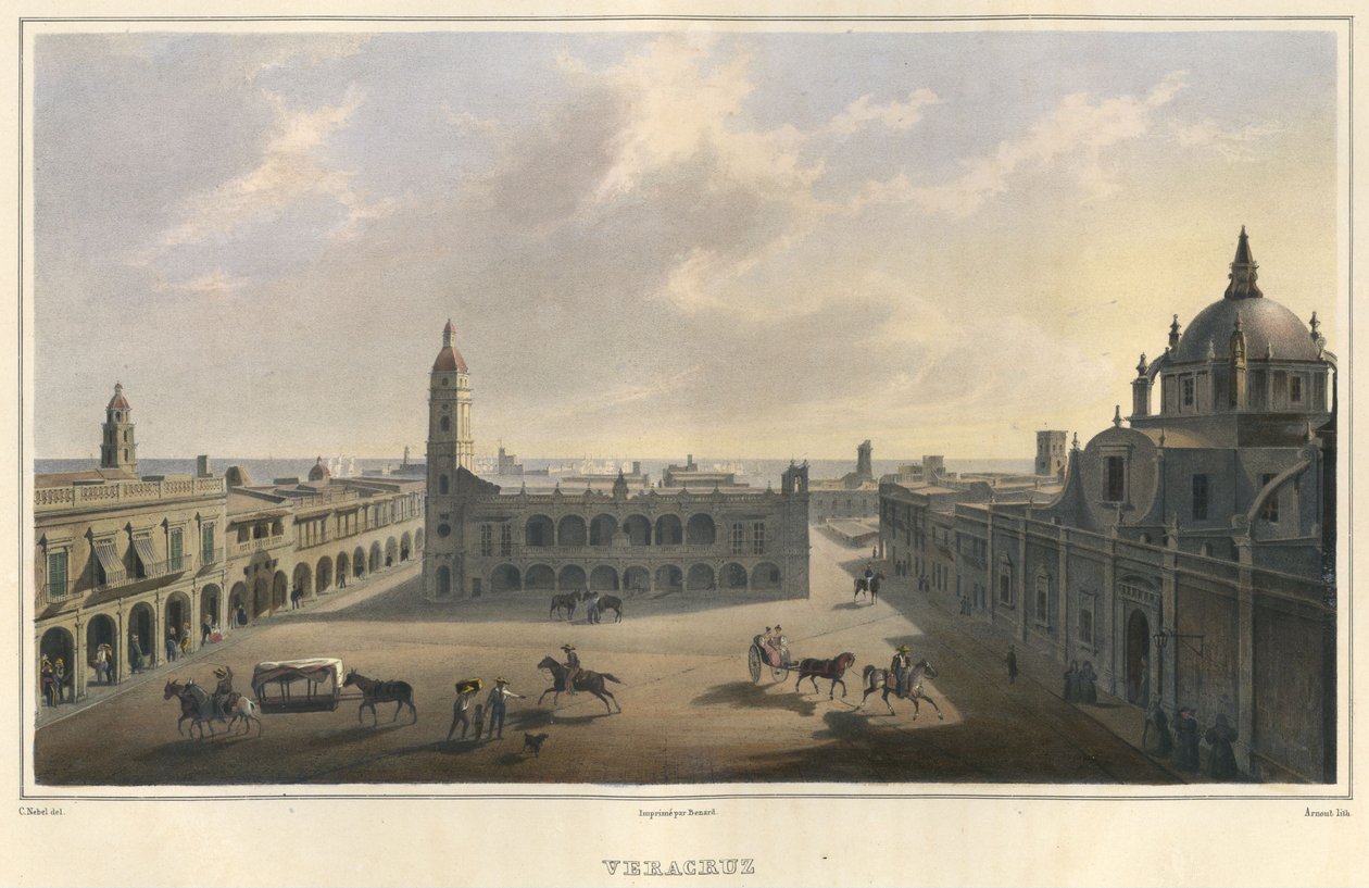 View of the Main Plaza of Veracruz, Mexico, 1829-1834 by Jean Baptiste Arnout
