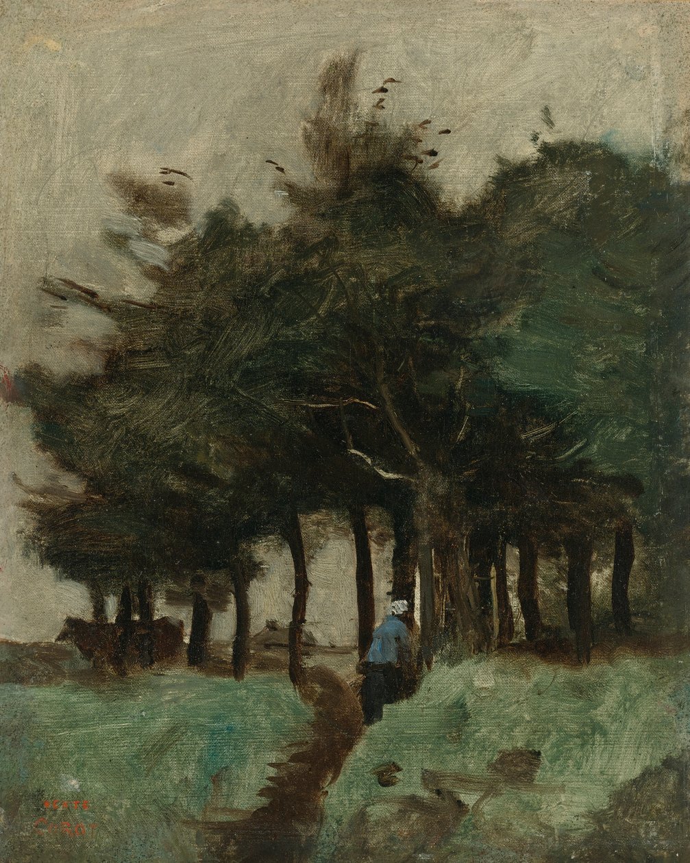 Boulogne-Sur-Mer, Hollow Path Dominated by Trees by Jean Baptiste Camille Corot