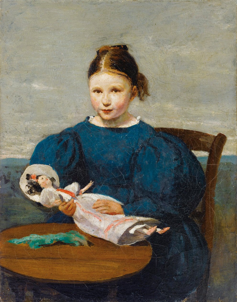 Little Girl with a Doll by Jean Baptiste Camille Corot