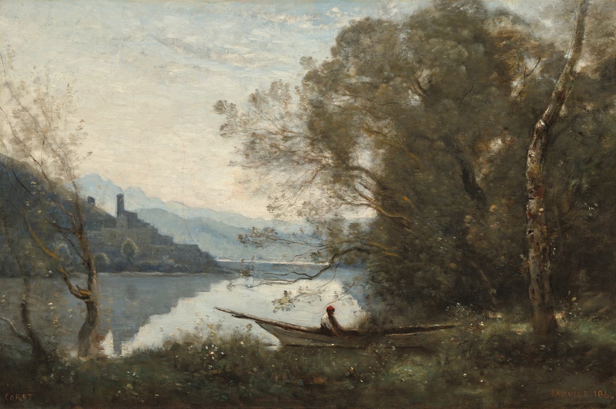 The Moored Boatman by Jean Baptiste Camille Corot