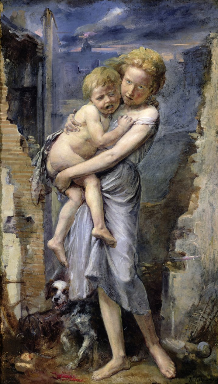 Brother and Sister, Two Orphans of the Siege of Paris in 1870-71 by Jean Baptiste Carpeaux