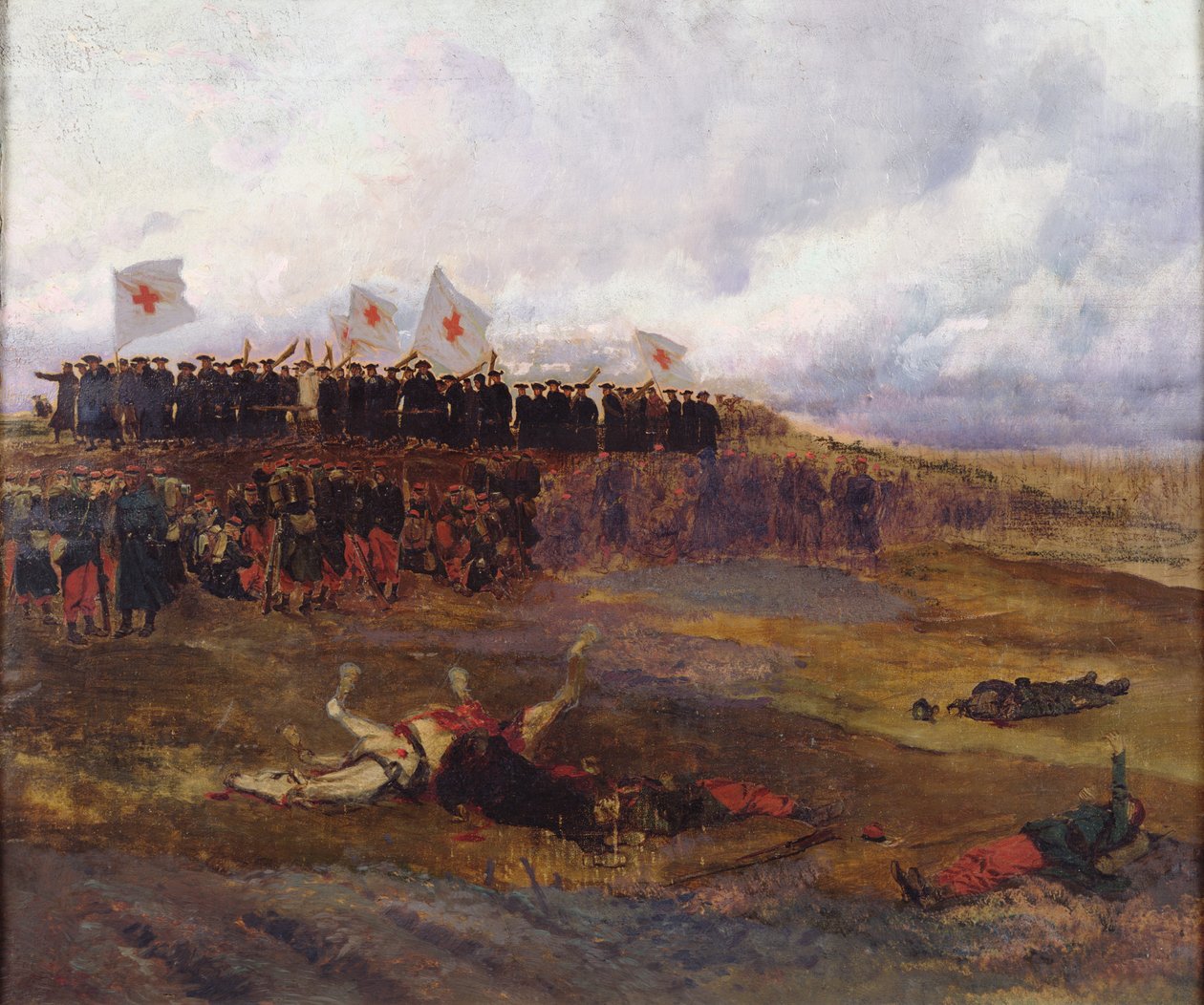 Stretcher-Bearers on the Battlefield During the Siege of Paris by Jean Baptiste Edouard Detaille