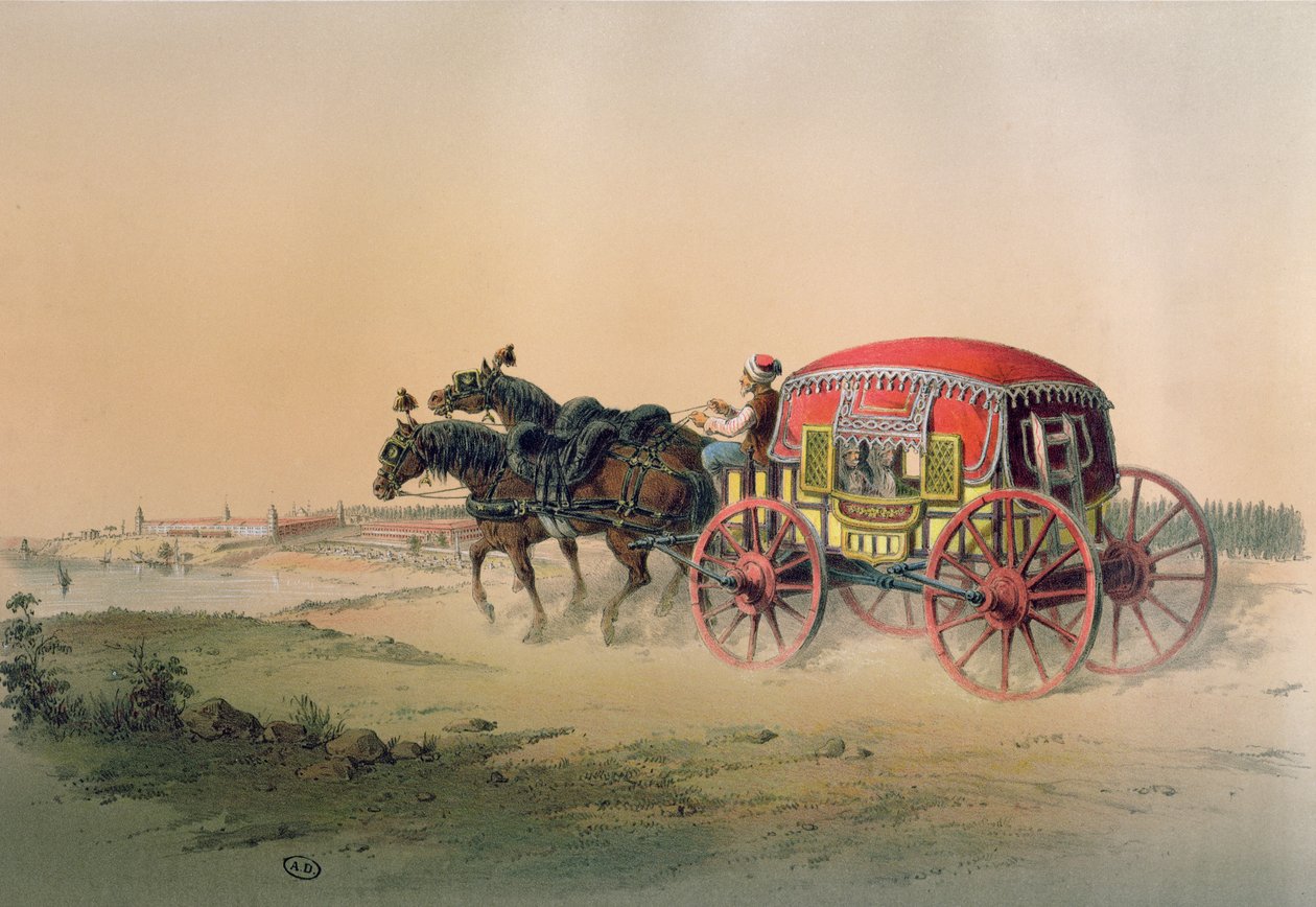 Turkish Carriage on the Banks of the Bosphorus, Mid 19th Century by Jean Brindesi