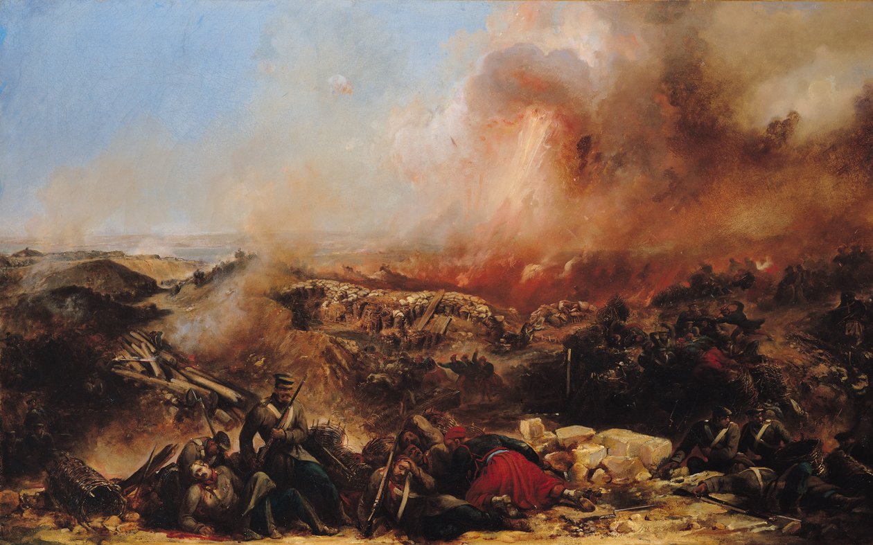 The Battle of Sebastopol, left section of triptych by Jean Charles Langlois